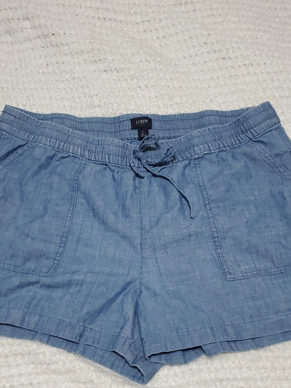 J. Crew Chambray Drawstring Women's Athletic Shorts - Light Blue